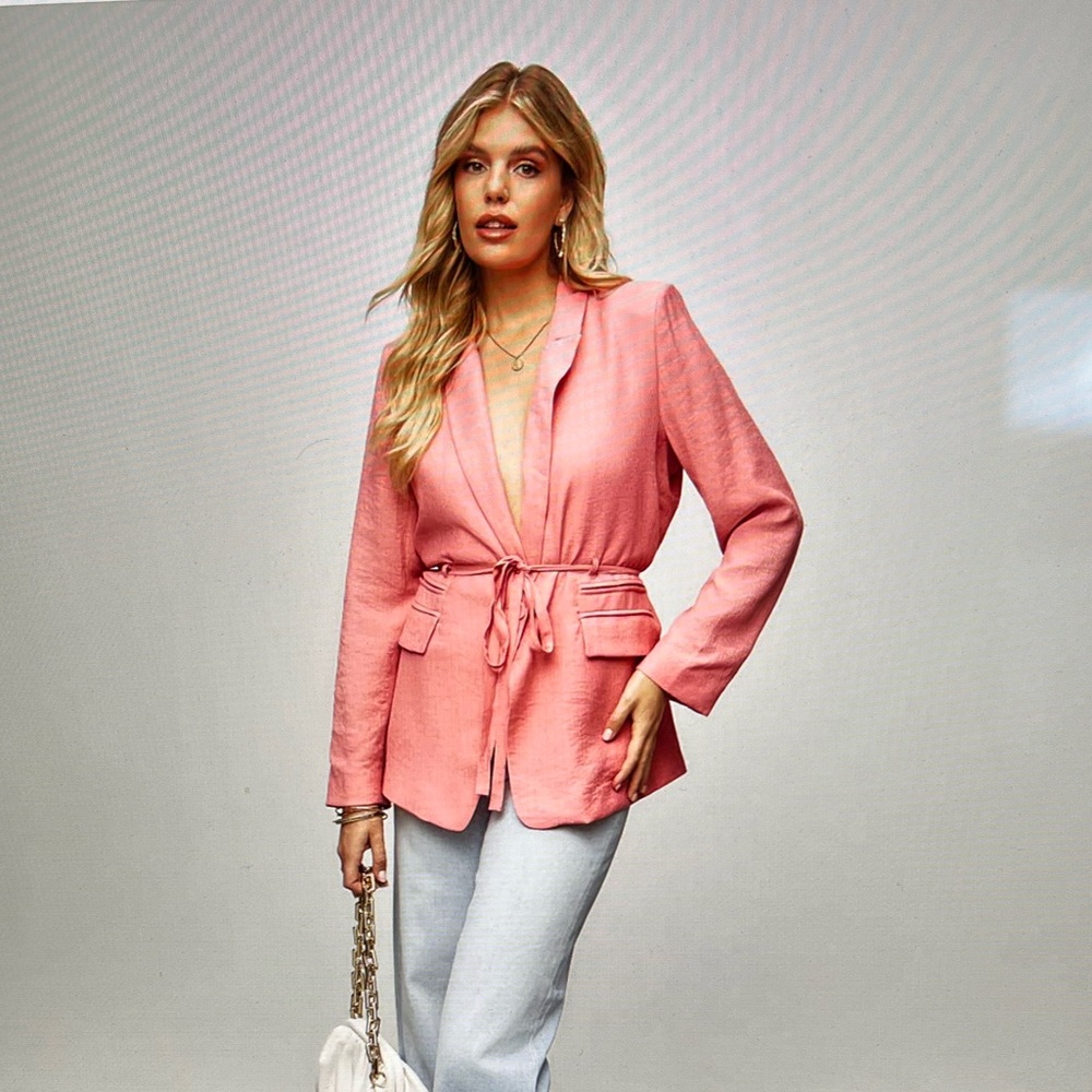 Jazmine Pocketed Waist Tie Coral Blazer S